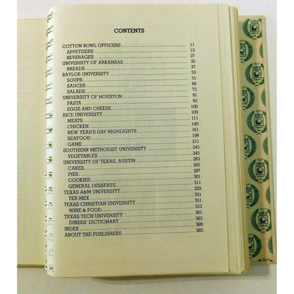 50th Cotton Bowl Classic Cookbook 1st Edition 1986 Celebrity Recipes HB Spiral